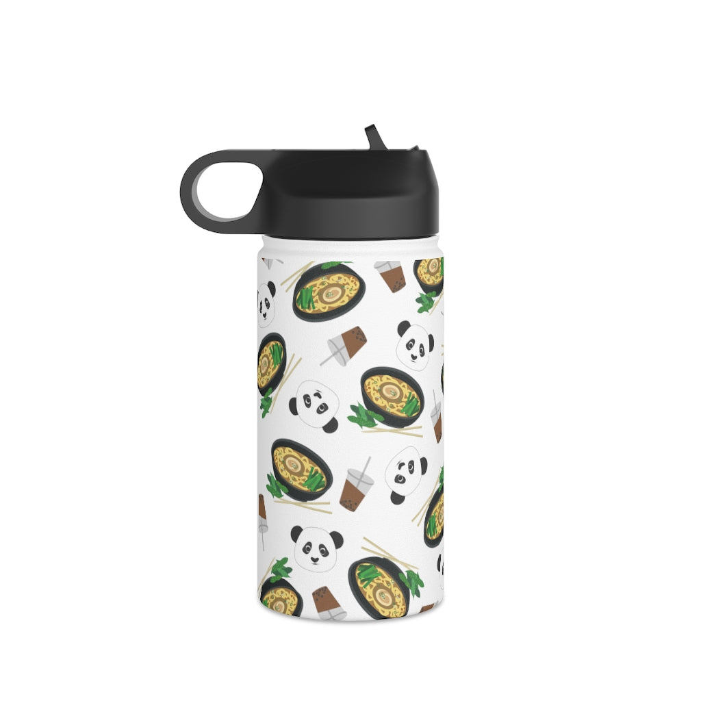 Water Bottle, 3 sizes, Stainless Steel with Sip Straw- MIDI the Ramen Panda