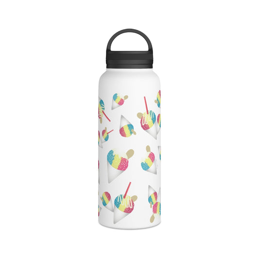 Water Bottle, 3 sizes, Stainless Steel with Handle Lid- Rainbow Shave Ice/Snow Cones