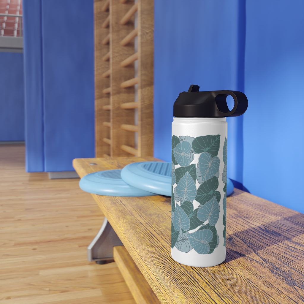 Water Bottle, 3 sizes, Stainless Steel with Sip Straw- Kalo Blues