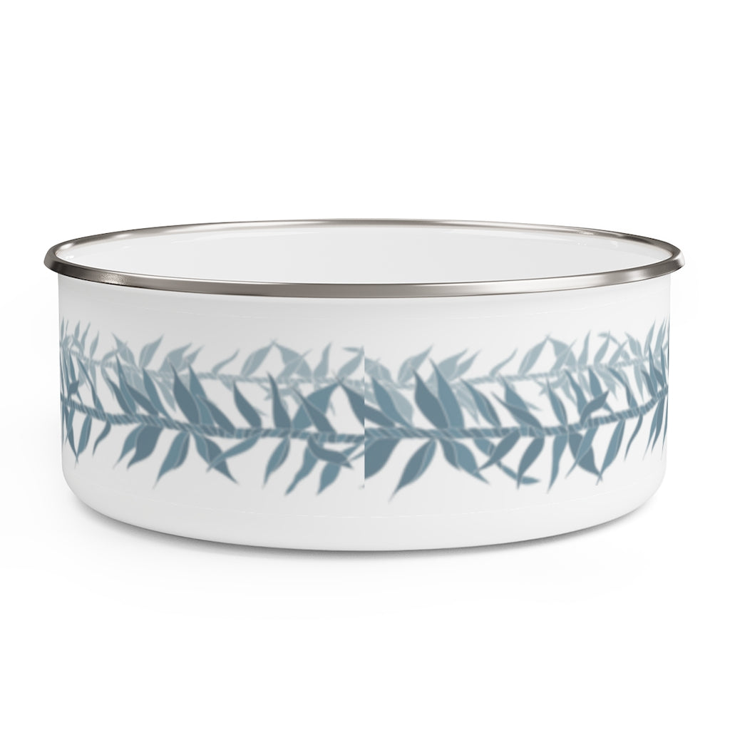 Enamel Bowl- Ti Leaf Lei (Steel Blue)