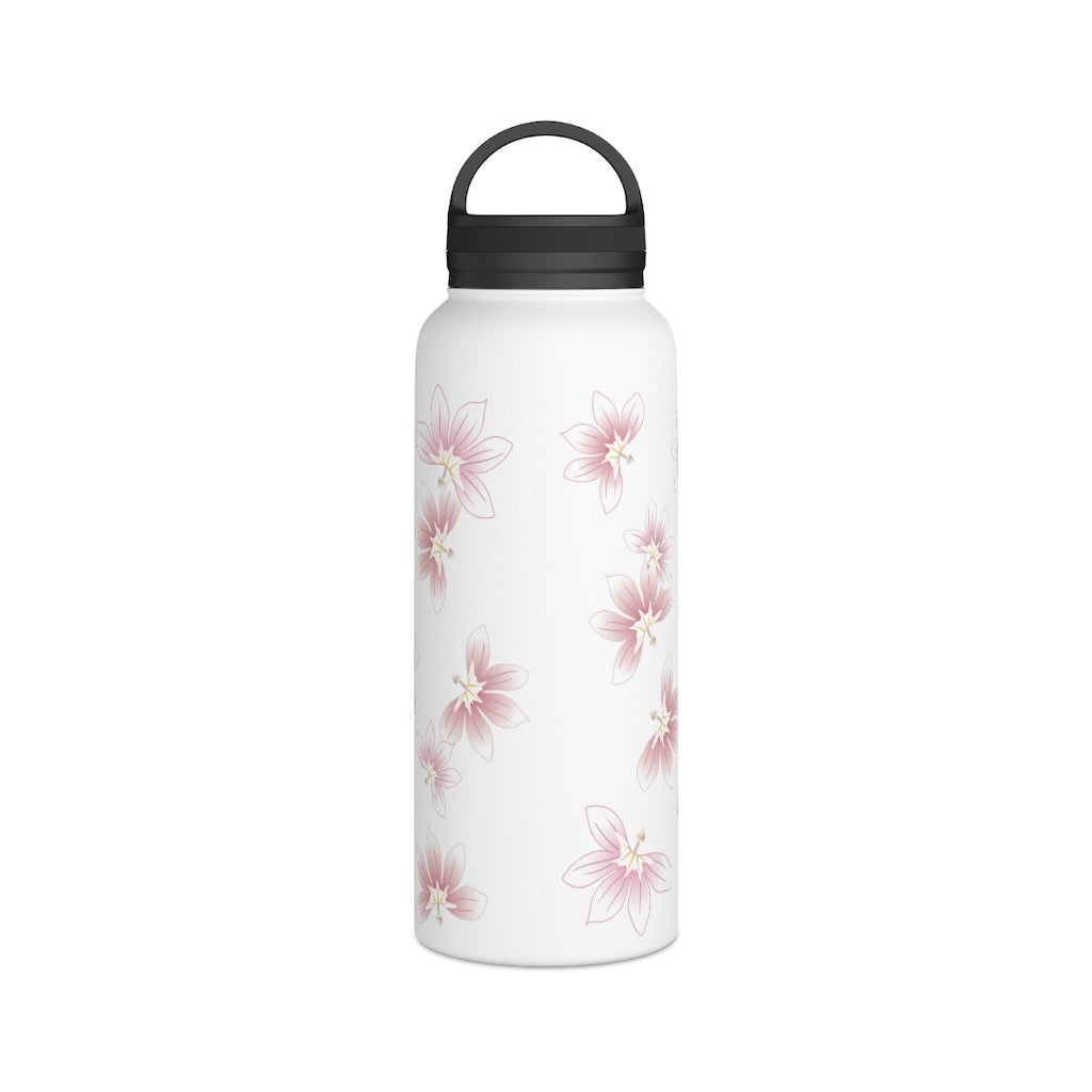 Water Bottle, 3 sizes, Stainless Steel with Handle Lid- Beach Naupaka