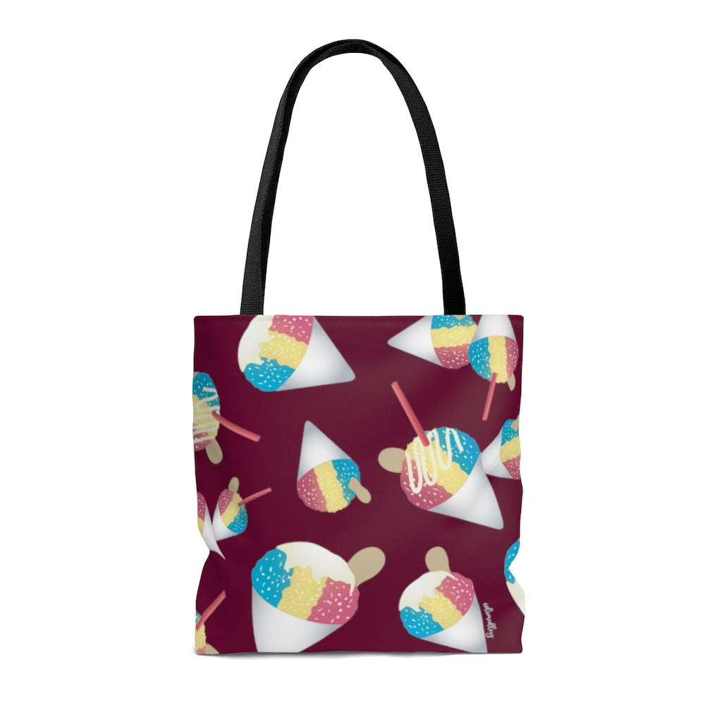 Tote bag- Rainbow Shave Ice/Snow Cones (Dark Magenta)