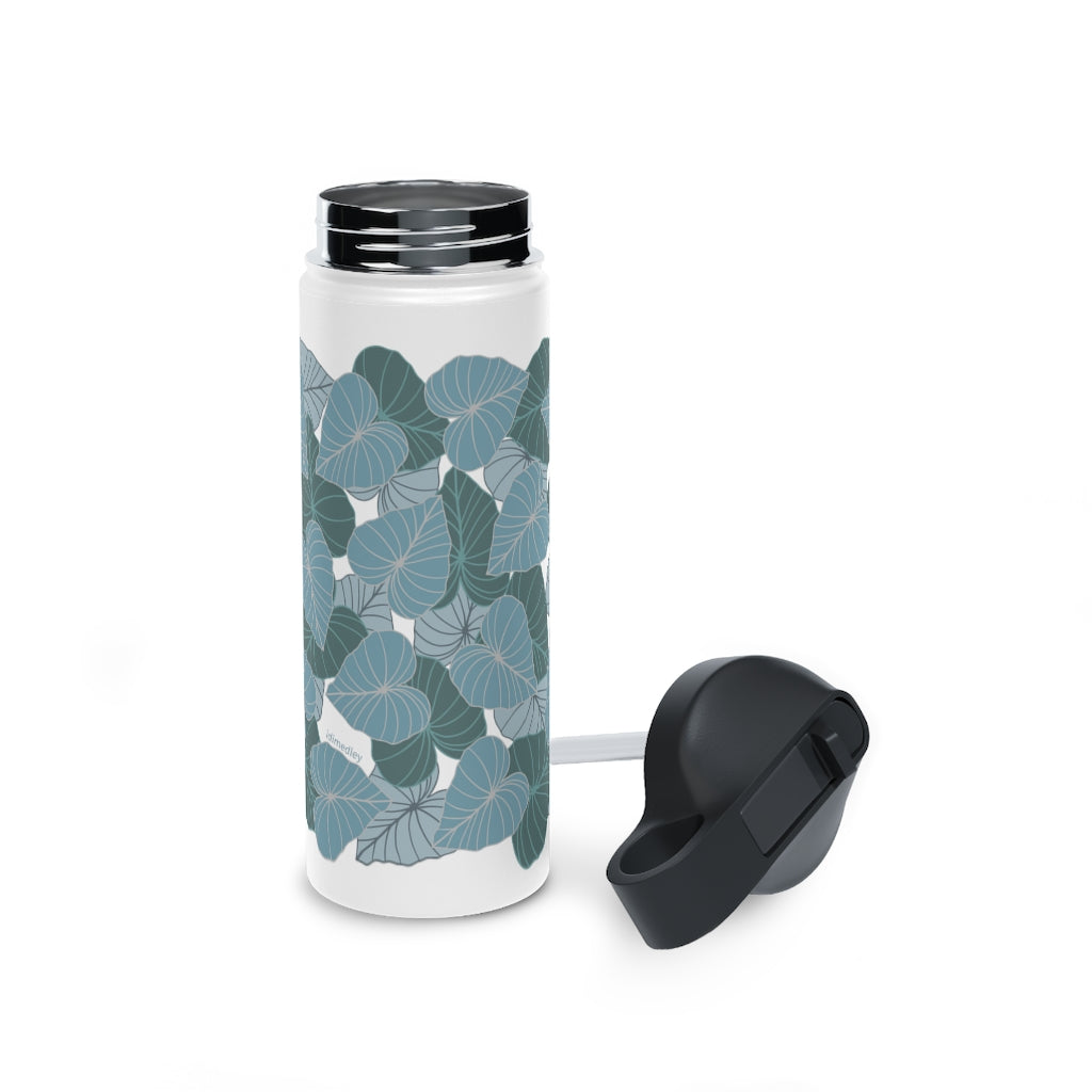 Water Bottle, 3 sizes, Stainless Steel with Sip Straw- Kalo Blues