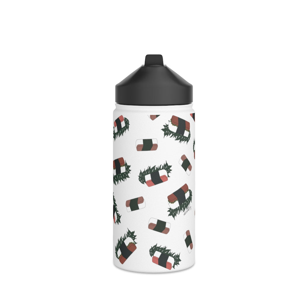 Water Bottle, 3 sizes, Stainless Steel with Sip Straw- Hawaii Musubi