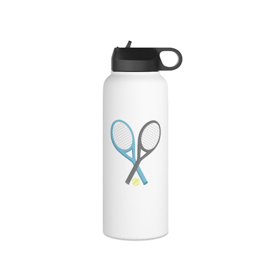 Water Bottle, 3 sizes, Stainless Steel with Sip Straw- Racket Crossing