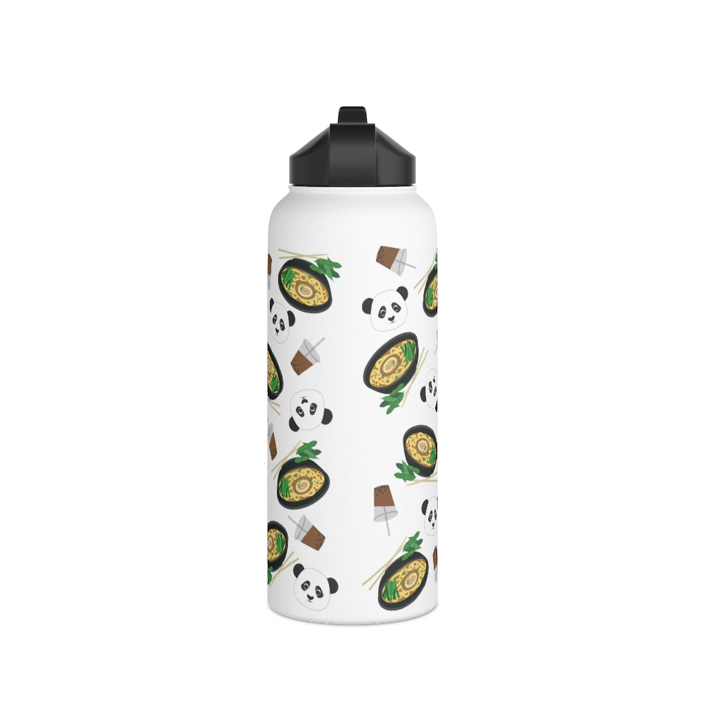 Water Bottle, 3 sizes, Stainless Steel with Sip Straw- MIDI the Ramen Panda