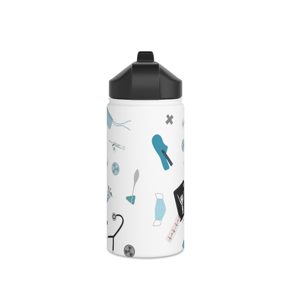 Water Bottle, 3 sizes, Stainless Steel with Sip Straw- Medical Man