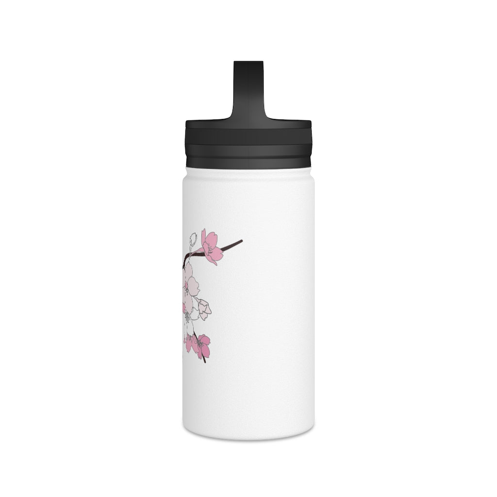Water Bottle, 3 sizes, Stainless Steel with Handle Lid- Sakura Blooms