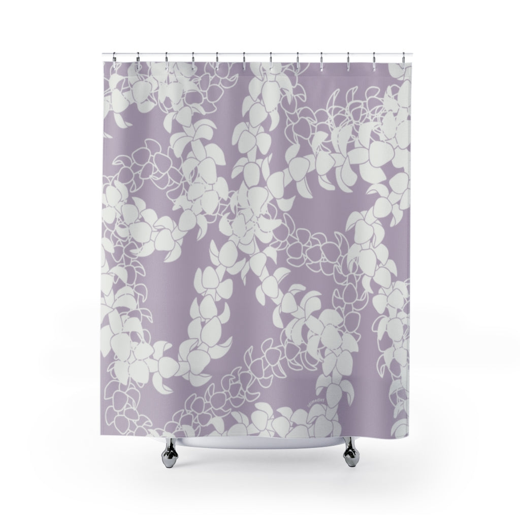 Shower Curtain- Puakenikeni Curvilinear Lei (Pinky Periwinkle)