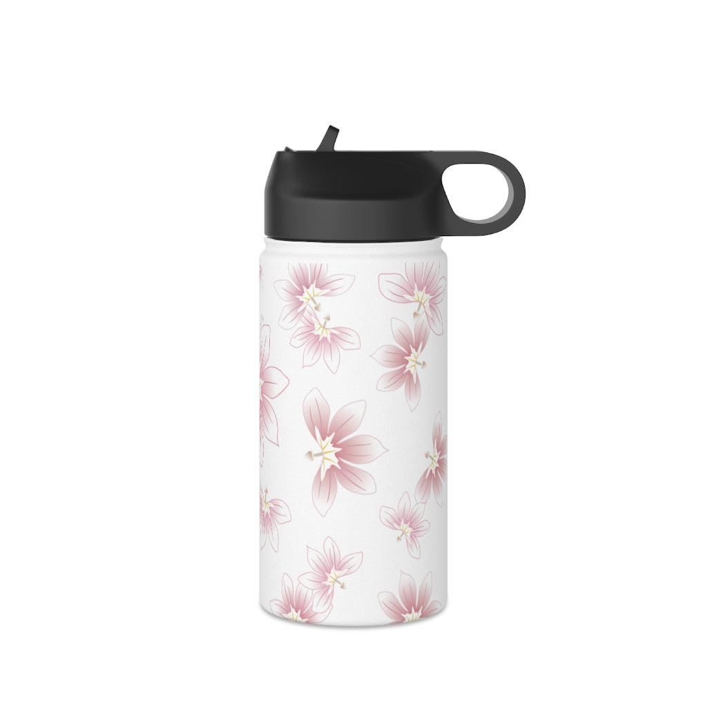 Water Bottle, 3 sizes, Stainless Steel with Sip Straw- Beach Naupaka