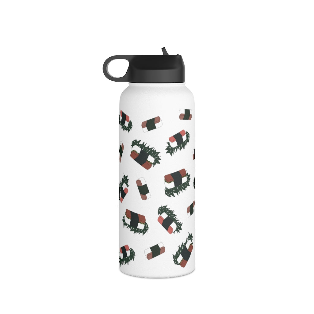 Water Bottle, 3 sizes, Stainless Steel with Sip Straw- Hawaii Musubi