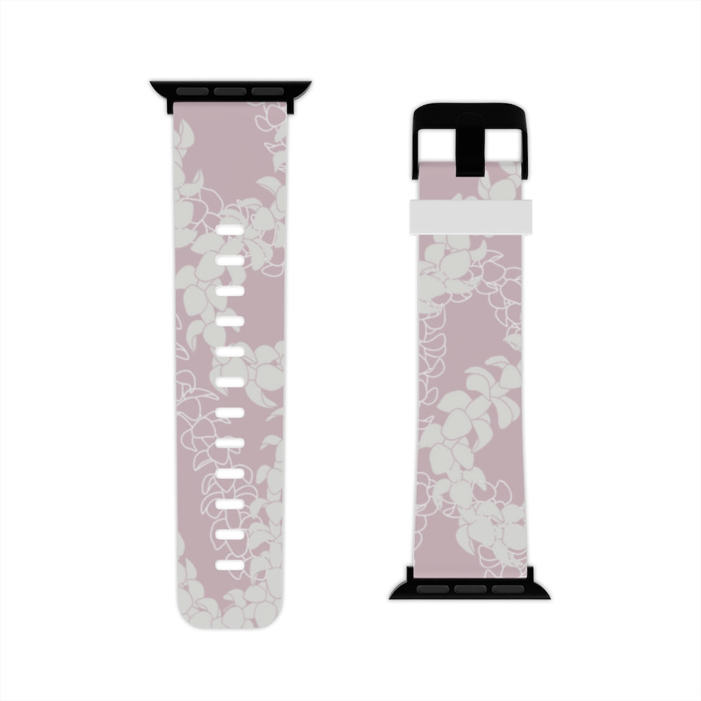 Watch Band for Apple Watch- Puakenikeni Curvilinear Lei (Rosey Pink)