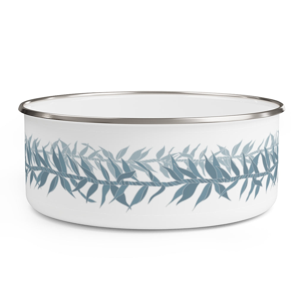 Enamel Bowl- Ti Leaf Lei (Steel Blue)