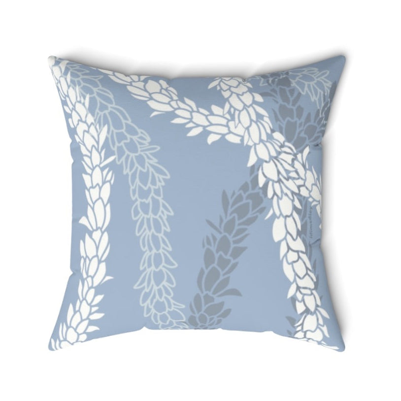 MicroSuede Throw Pillow Cover- Pikake Wishes (Cyan Blue)