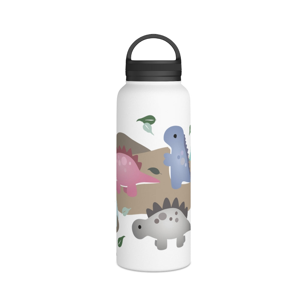 Water Bottle, 3 sizes, Stainless Steel with Handle Lid- Dinos in Paradise