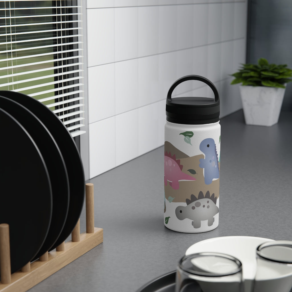 Water Bottle, 3 sizes, Stainless Steel with Handle Lid- Dinos in Paradise
