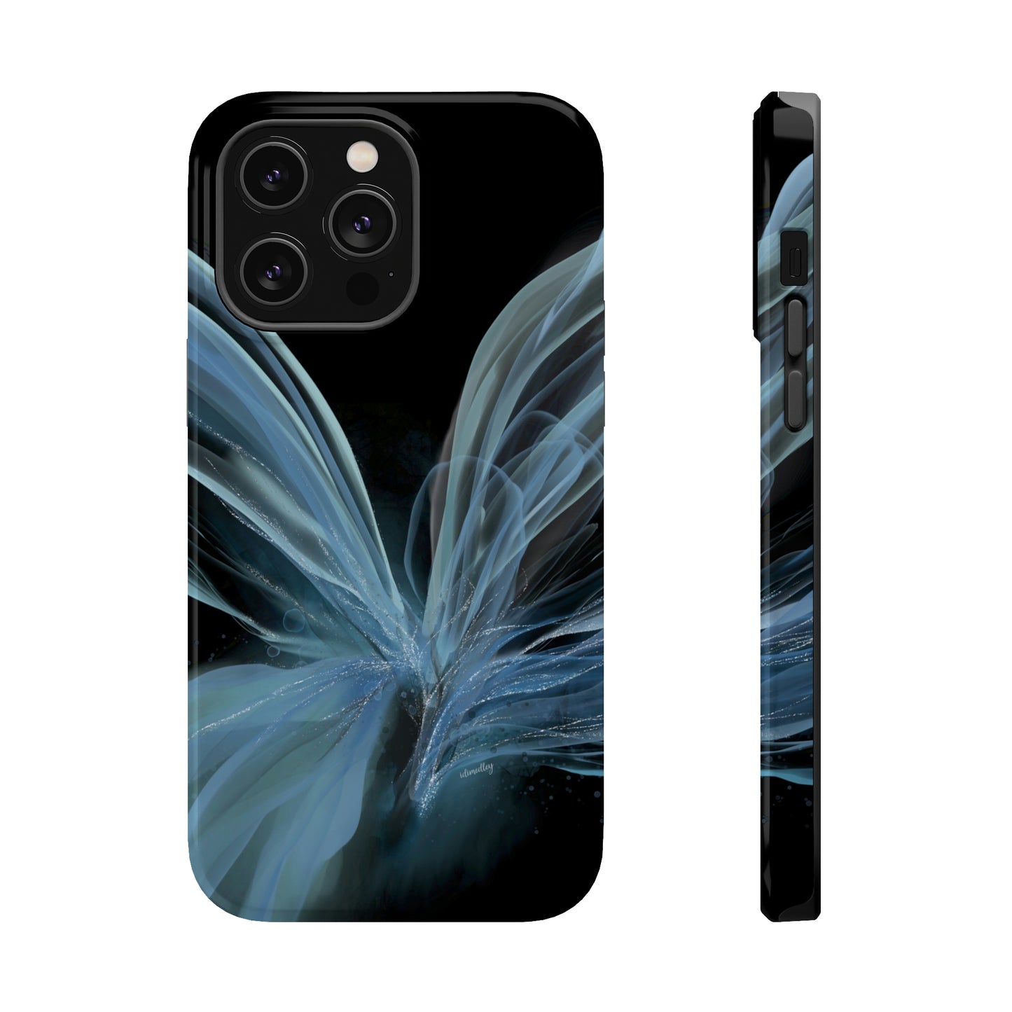 Blue Butterfly Alcohol Ink Art (Black), MagSafe