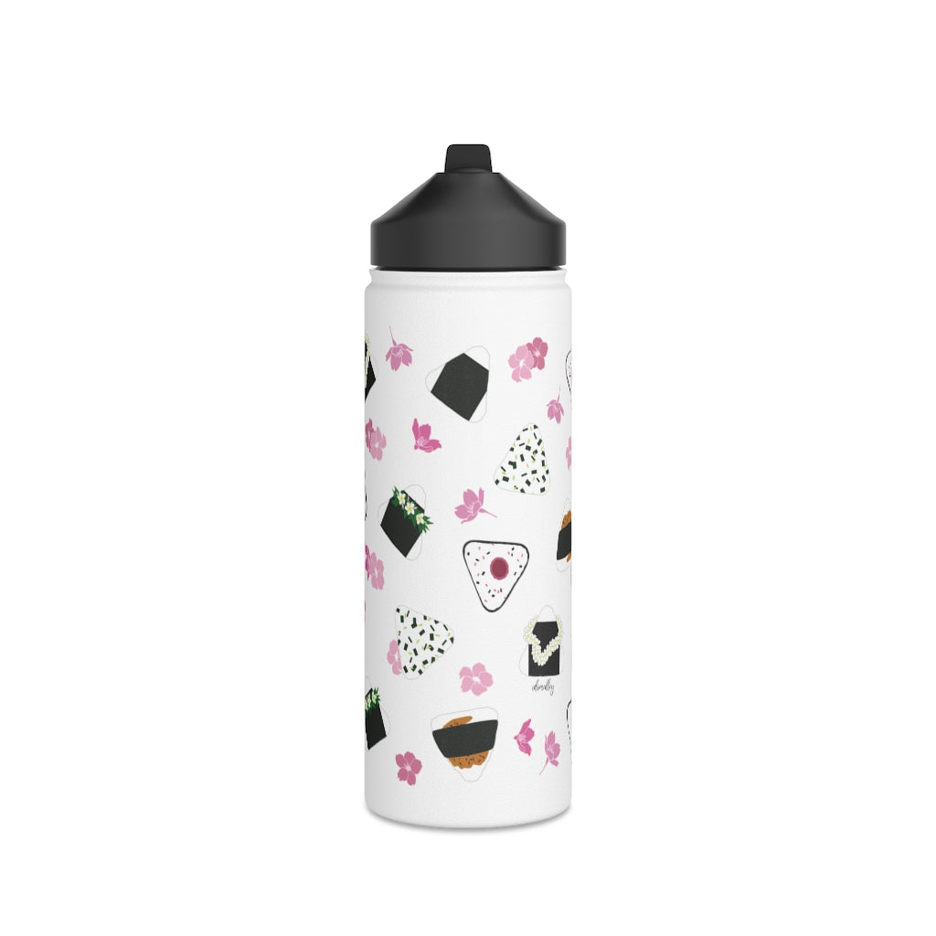 Water Bottle, 3 sizes, Stainless Steel with Sip Straw- Musubi Medley
