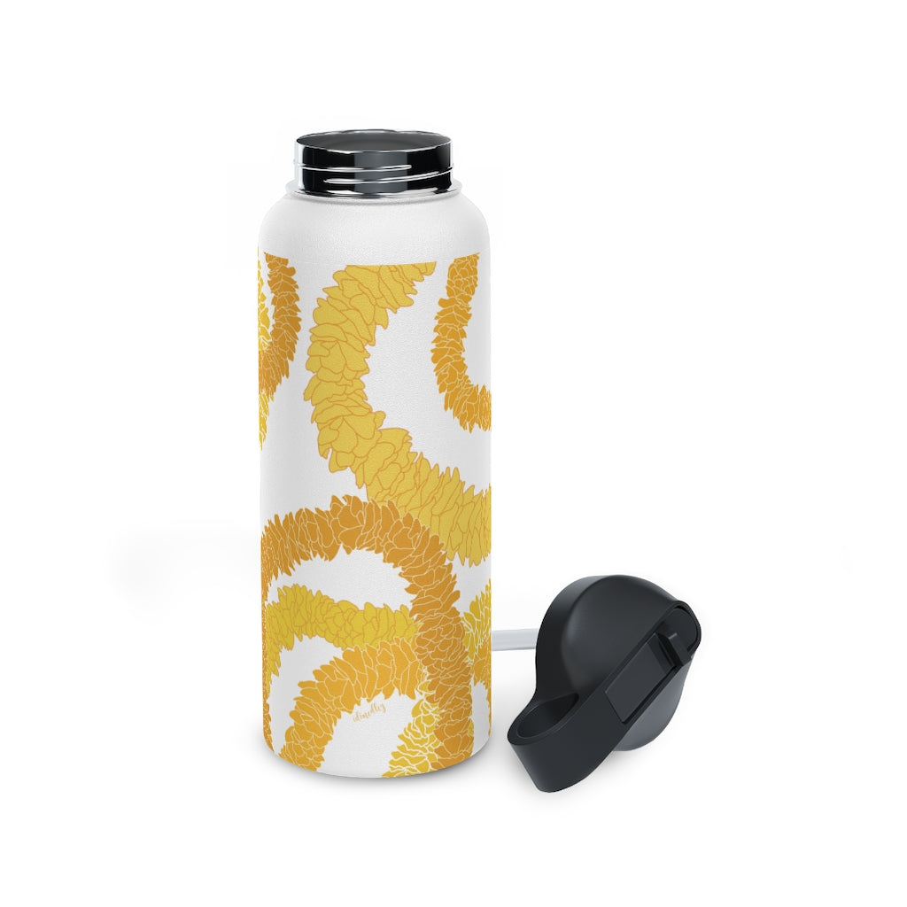 Water Bottle, 3 sizes, Stainless Steel with Sip Straw- Ilima Lei