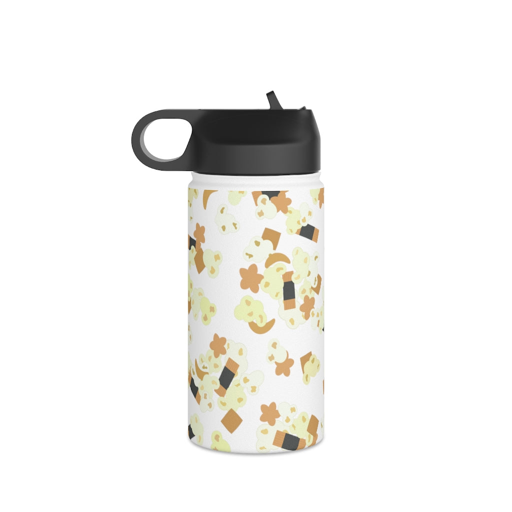 Water Bottle, 3 sizes, Stainless Steel with Sip Straw- Hurricane Popcorn