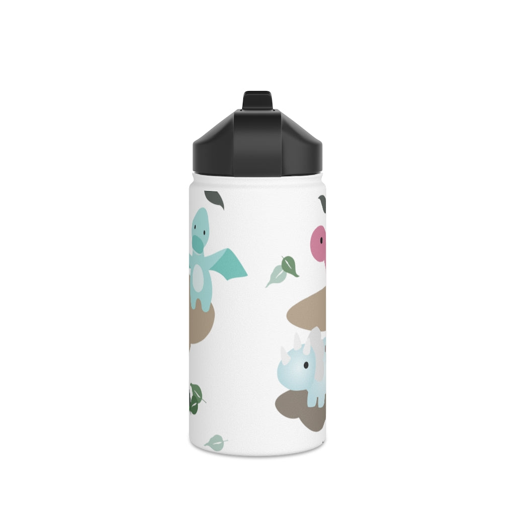Water Bottle, 3 sizes, Stainless Steel with Sip Straw- Dinos in Paradise