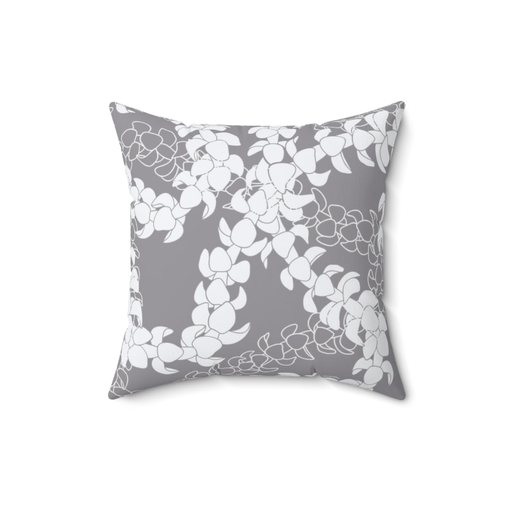 MicroSuede Throw Pillow Cover- Puakenikeni Curvilinear Lei (Gray)