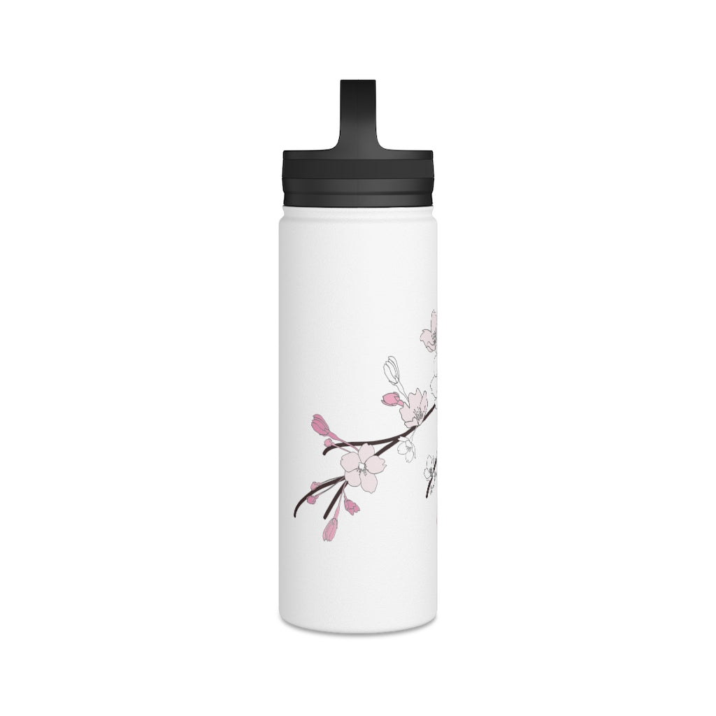 Water Bottle, 3 sizes, Stainless Steel with Handle Lid- Sakura Blooms