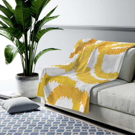 Velveteen Blanket- Ilima Lei (White)