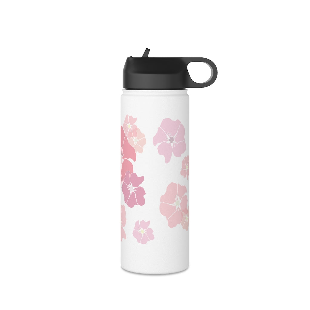 Water Bottle, 3 sizes, Stainless Steel with Sip Straw- Ilima (Blushy)