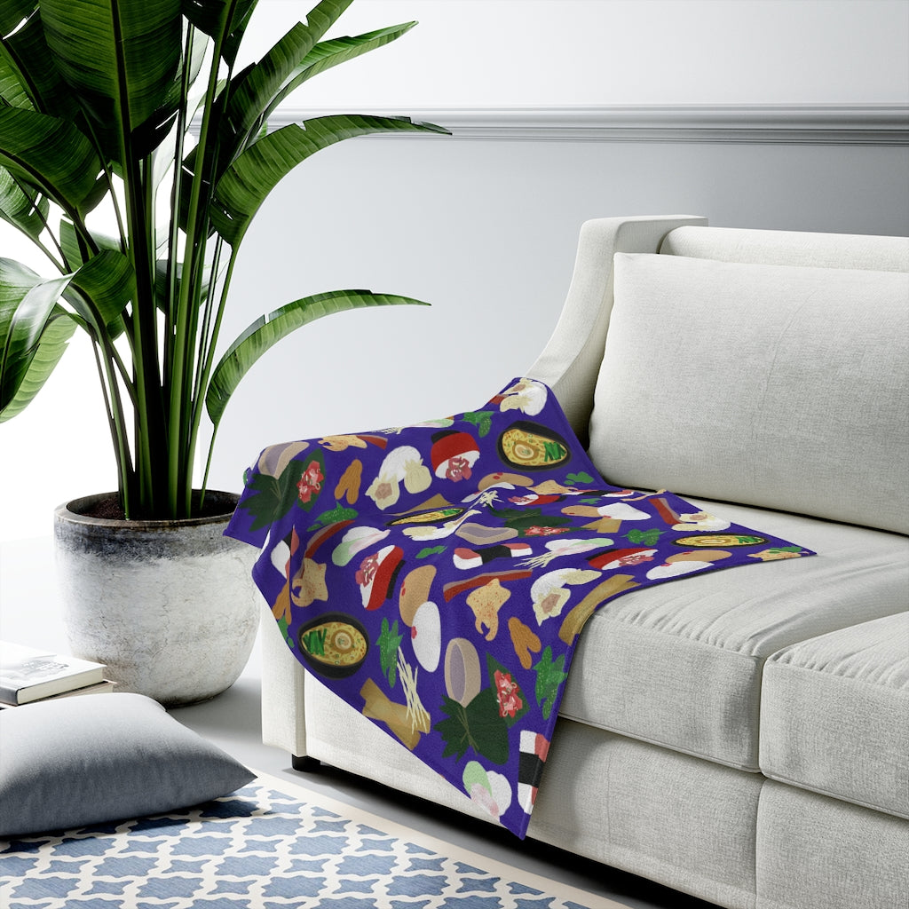 Velveteen Blanket- Broke Da Mouth (Blue)