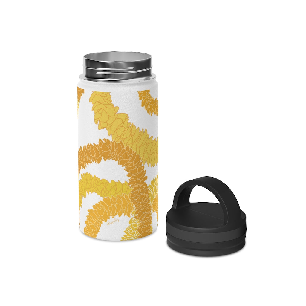 Water Bottle, 3 sizes, Stainless Steel with Handle Lid- Ilima Lei