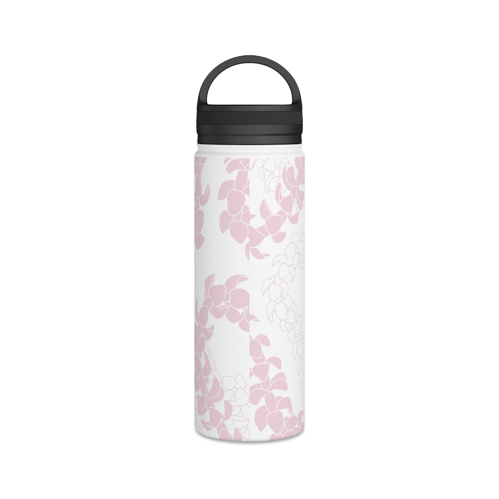 Water Bottle with Handle- Puakenikeni Curvilinear Lei (Soft Pink)