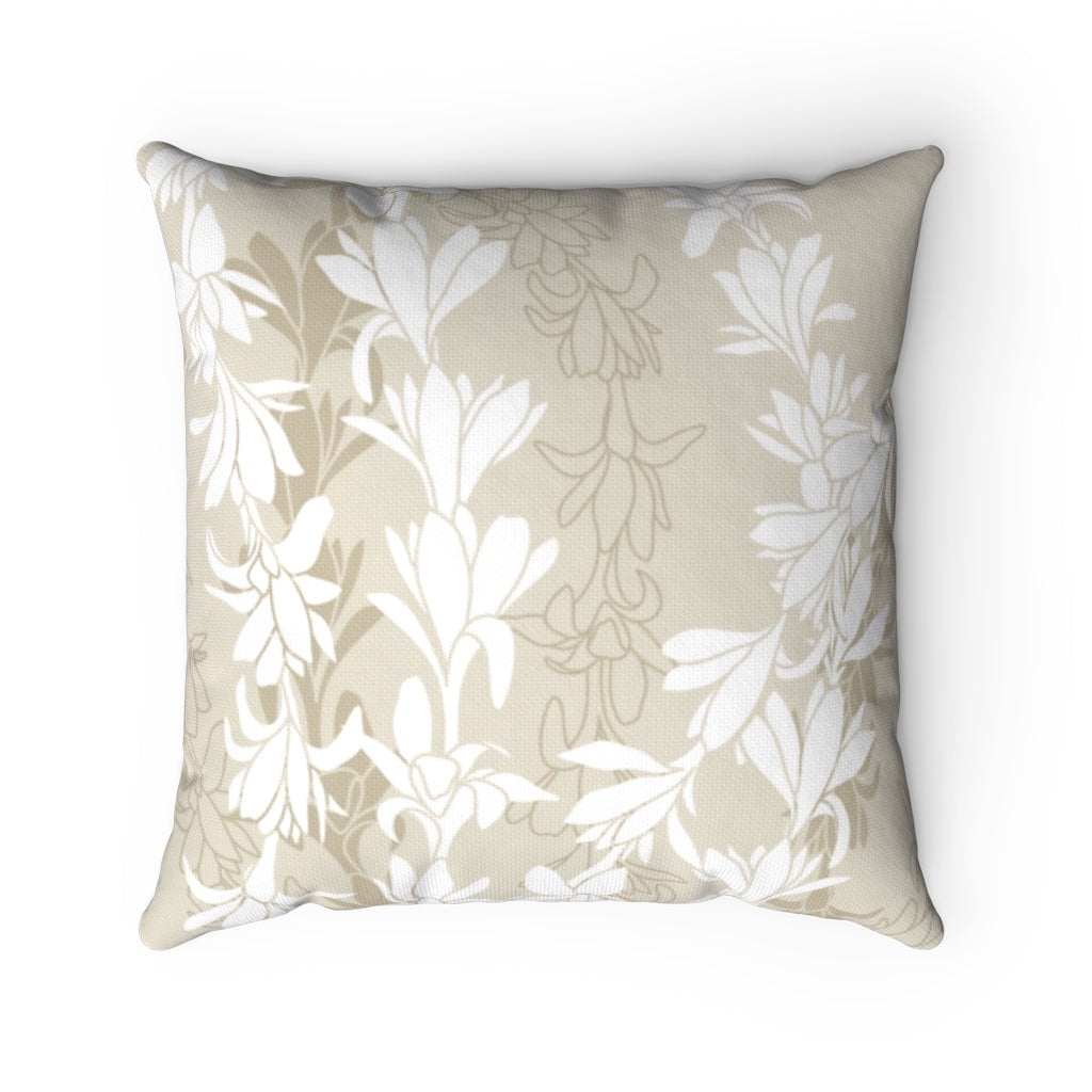 Canvas Throw Pillow Case- Tuberoses for Nohea (Sand)