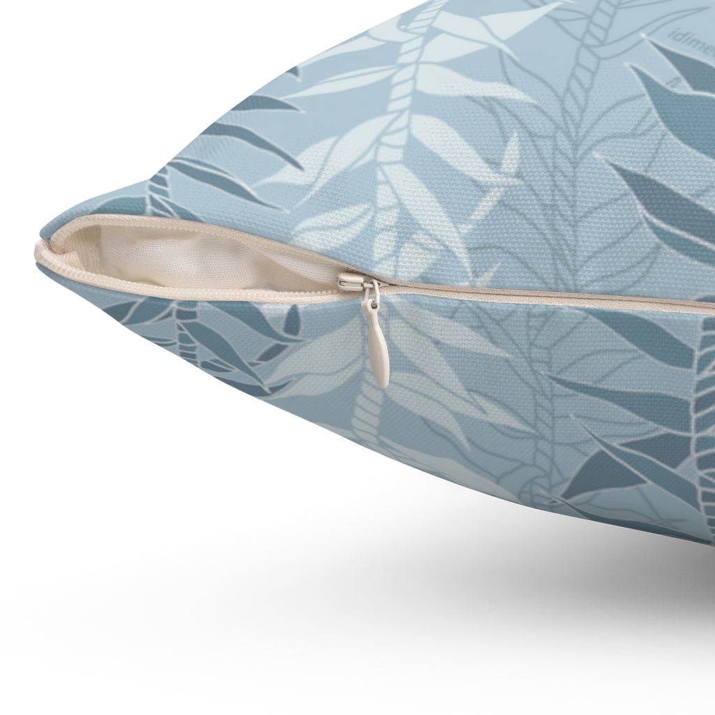 Canvas Throw Pillow Case- Ti Leaf Lucky Leis (Steel Blue)