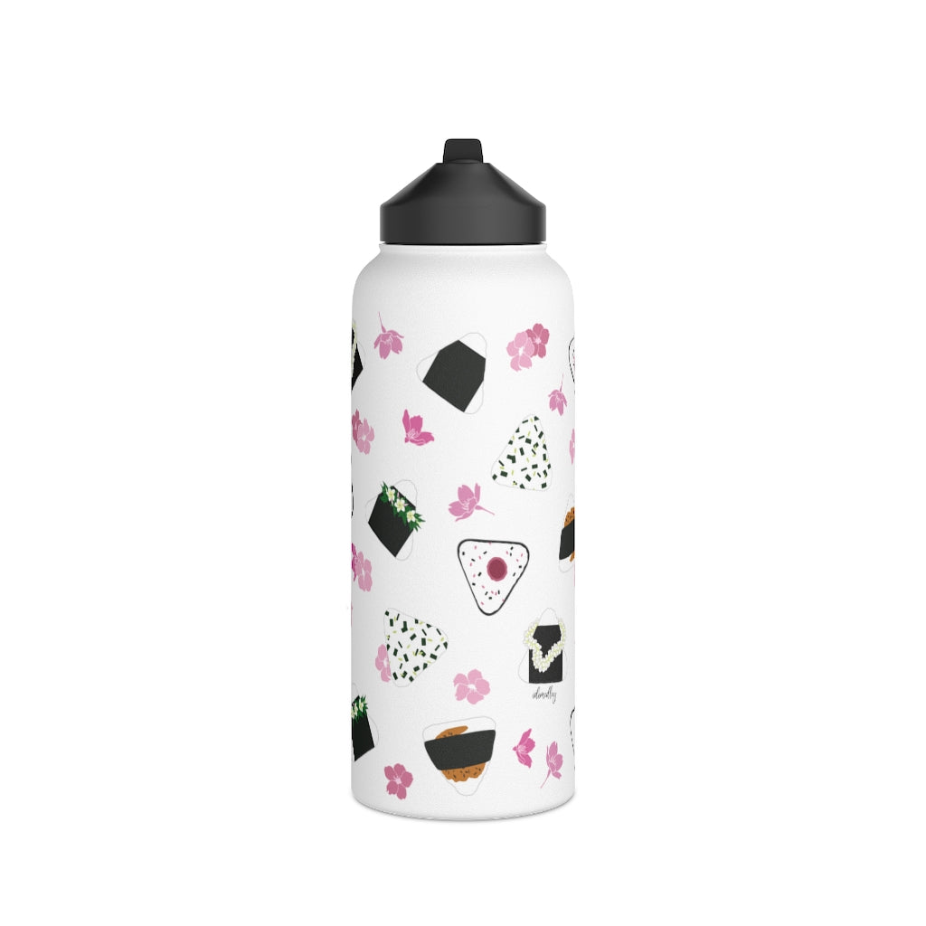 Water Bottle, 3 sizes, Stainless Steel with Sip Straw- Musubi Medley