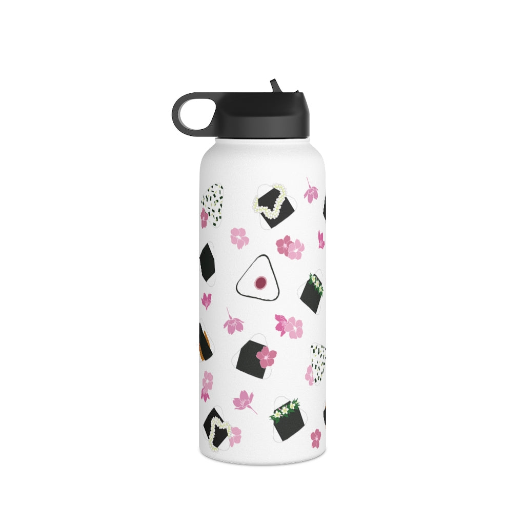Water Bottle, 3 sizes, Stainless Steel with Sip Straw- Musubi Medley