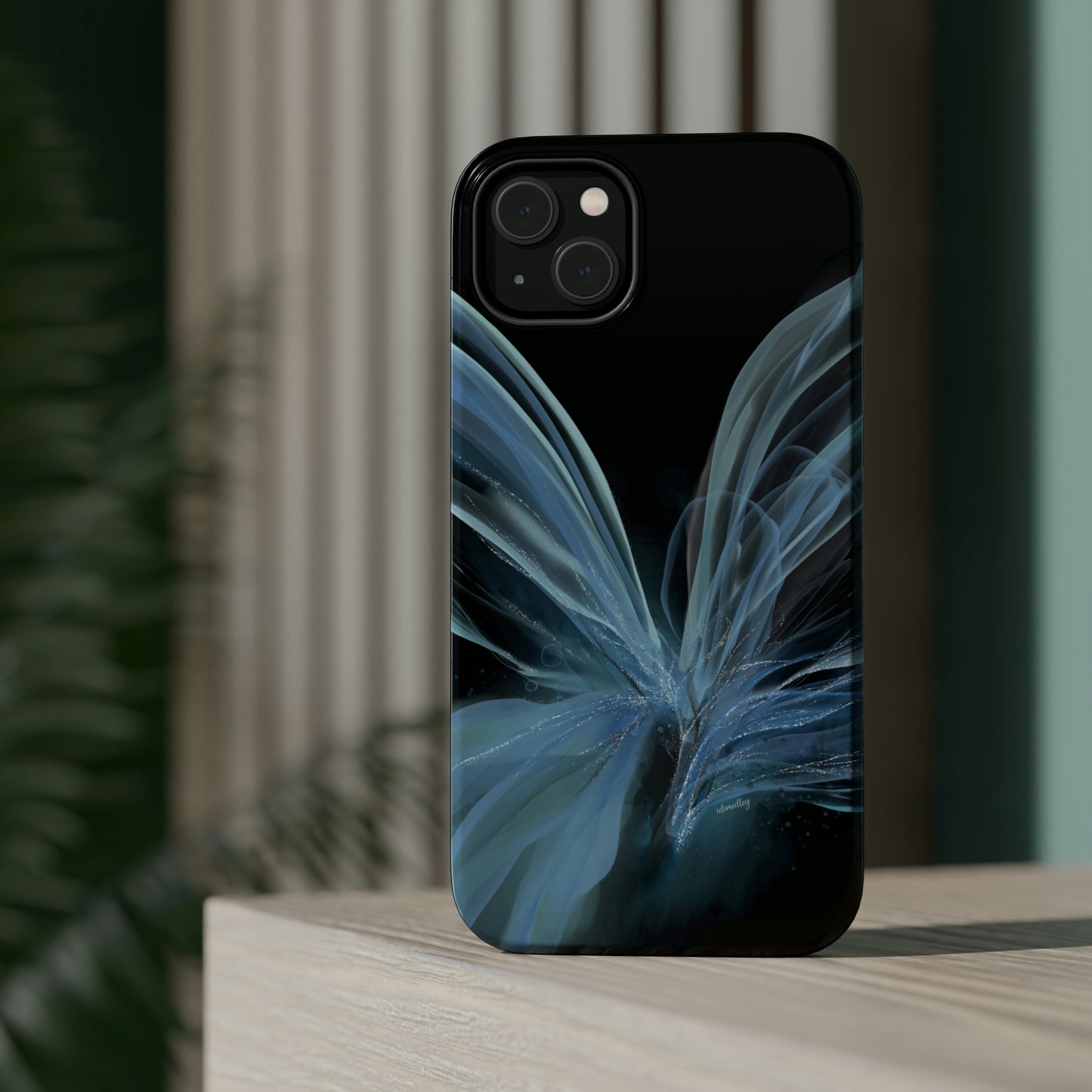 Blue Butterfly Alcohol Ink Art (Black), MagSafe