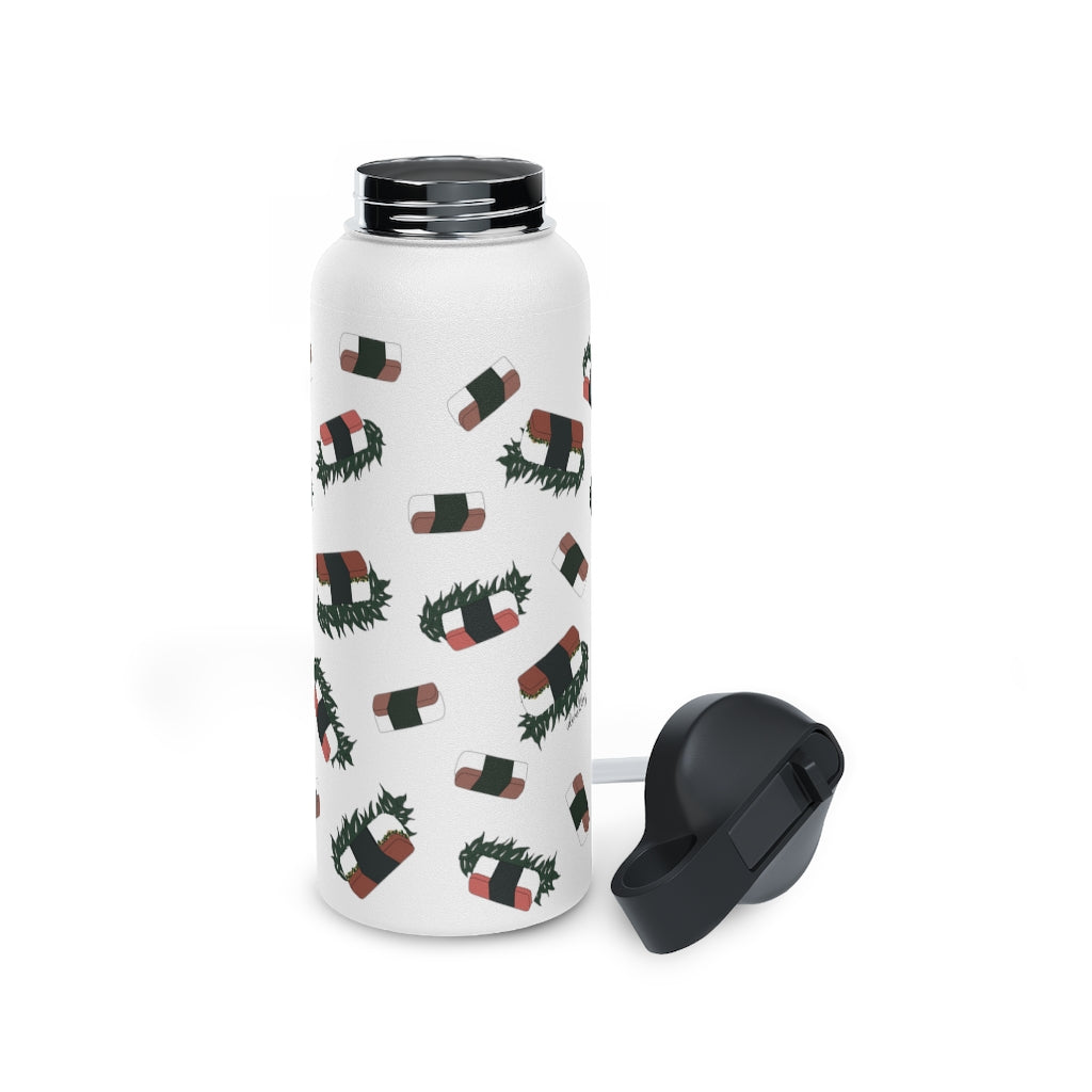 Water Bottle, 3 sizes, Stainless Steel with Sip Straw- Hawaii Musubi