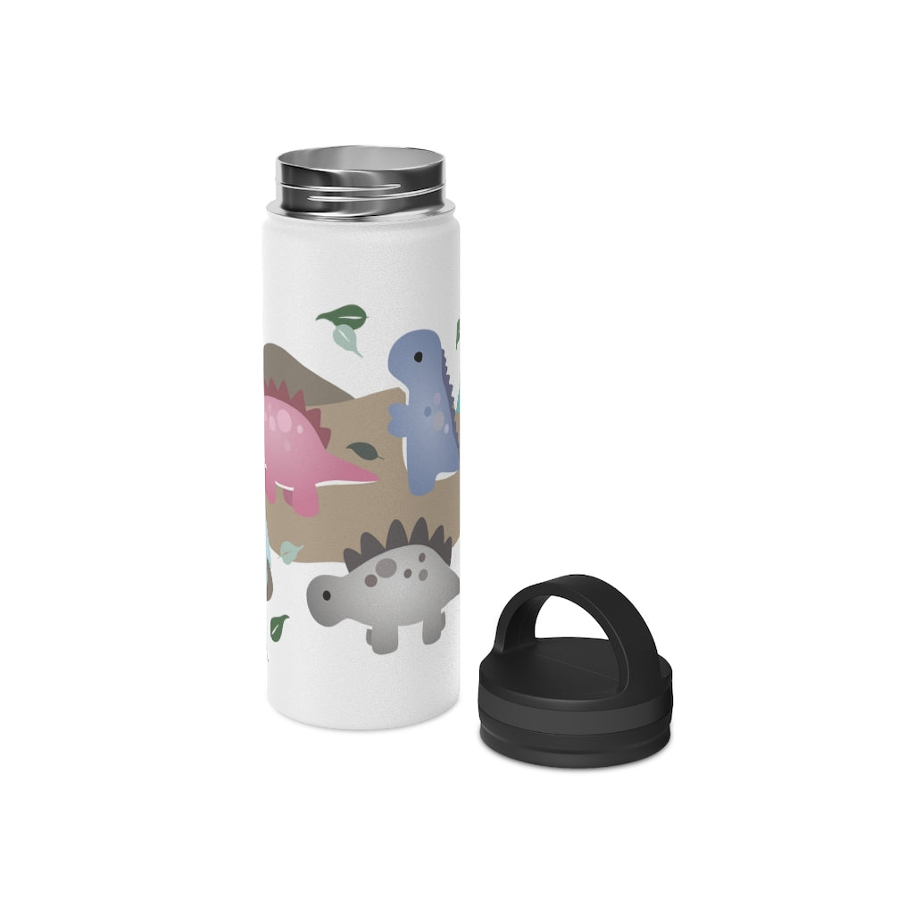 Water Bottle, 3 sizes, Stainless Steel with Handle Lid- Dinos in Paradise