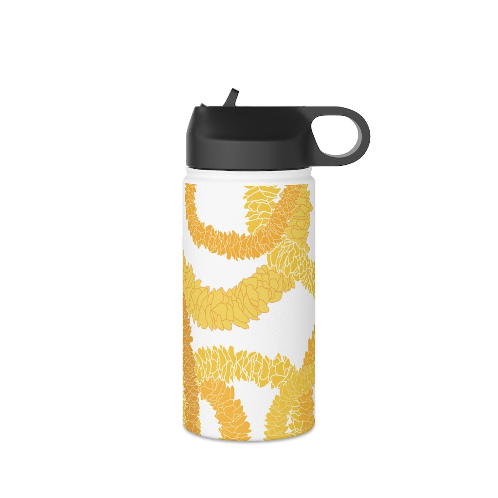 Water Bottle, 3 sizes, Stainless Steel with Sip Straw- Ilima Lei