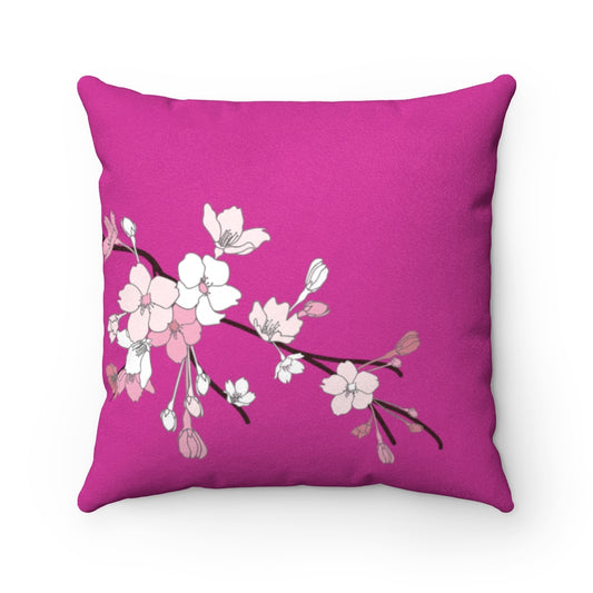 MicroSuede Square Pillow Case- Sakura Blooms (Dragonfruit)