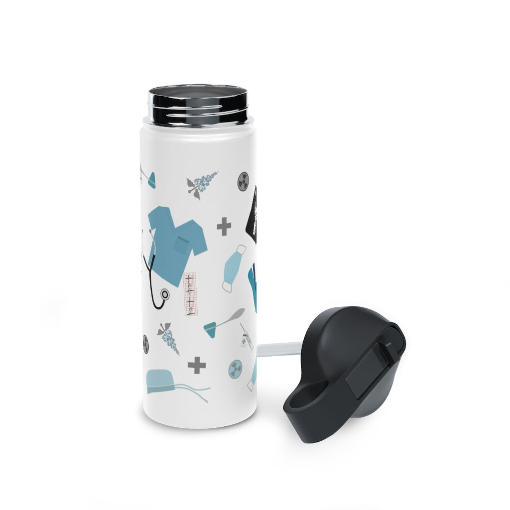 Water Bottle, 3 sizes, Stainless Steel with Sip Straw- Medical Man