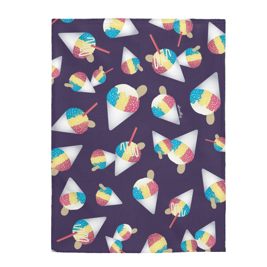 Velveteen Blanket- Rainbow Shave Ice/ Snow Cones (Purple)