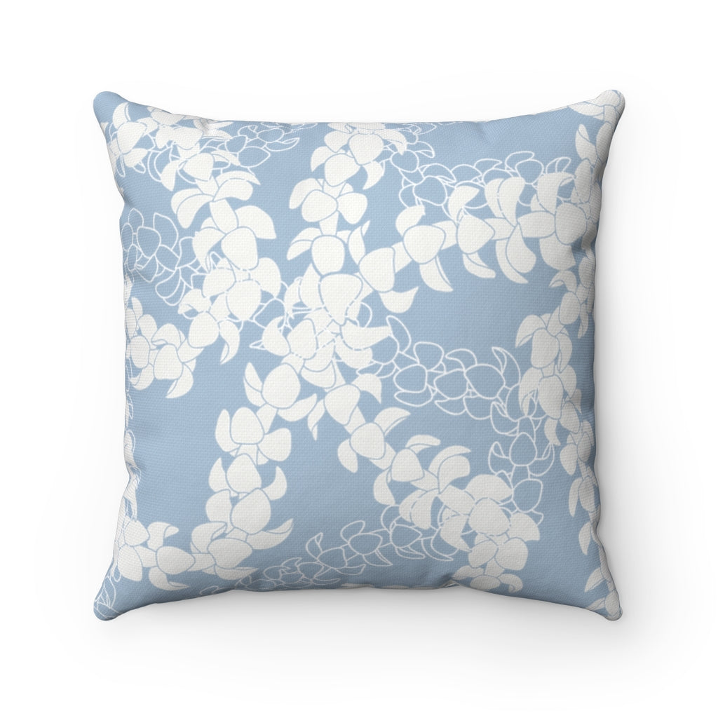 Canvas Throw Pillow Case- Puakenikeni Curvilinear Lei (Blue)