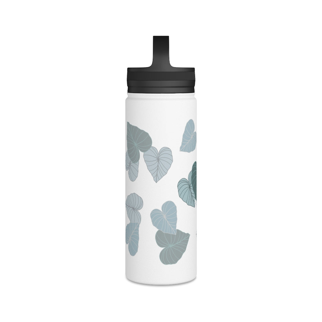 Water Bottle, 3 sizes, Stainless Steel with Handle Lid- Kalo Blue Flurries