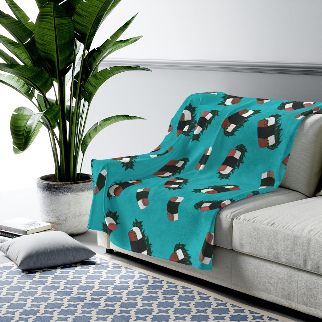 Velveteen Blanket- Hawaii Musubi (Blue Green)