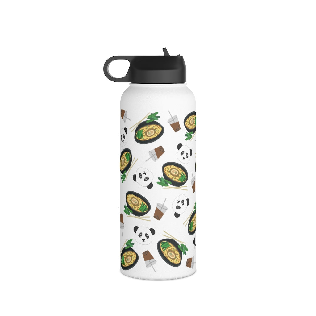 Water Bottle, 3 sizes, Stainless Steel with Sip Straw- MIDI the Ramen Panda