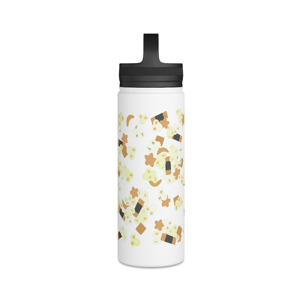 Water Bottle, 3 sizes, Stainless Steel with Handle Lid- Hurricane Popcorn