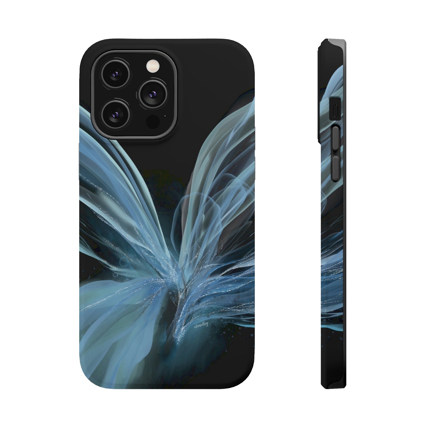 Blue Butterfly Alcohol Ink Art (Black), MagSafe