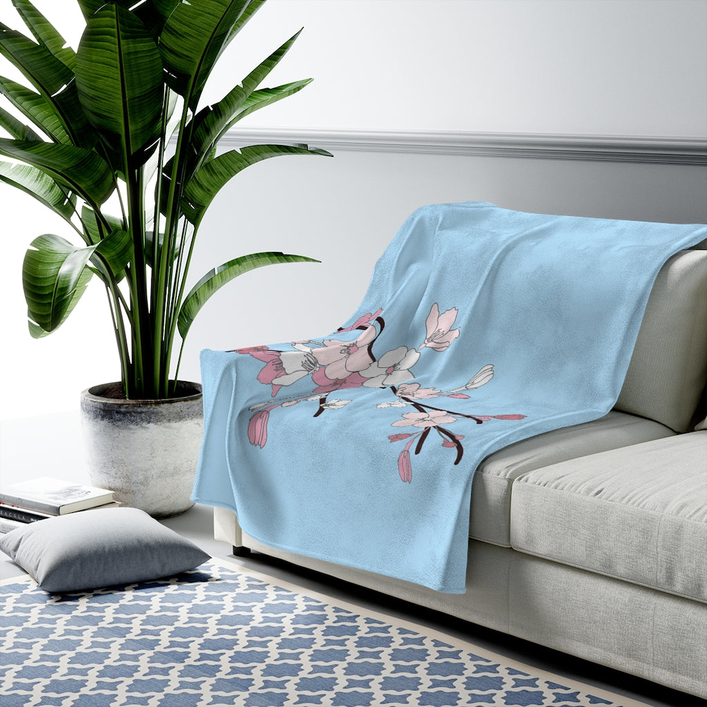 Velveteen Blanket- Sakura Blooms (Spring Skies)